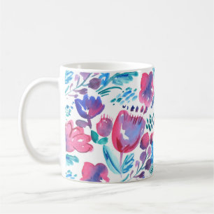 boho style floral rustic hand drawn illustration.  coffee mug