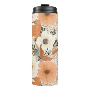 Boho style flowers pattern light colours thermal tumbler
