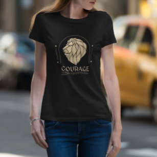 Boho Style Gold Lion Head Courage Napoleon Quote T-Shirt