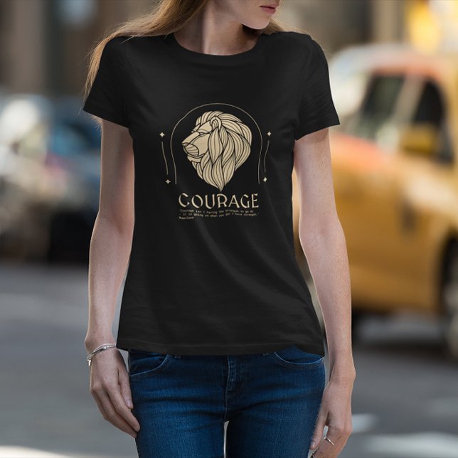 Boho Style Gold Lion Head Courage Napoleon Quote T-Shirt (Creator Uploaded)