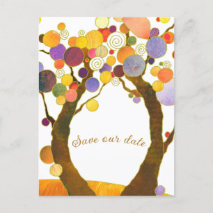 Boho Style Love Trees Wedding Save the Date Announcement Postcard