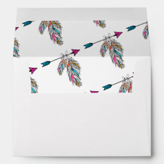 boho style ornamental feathers hanging envelope