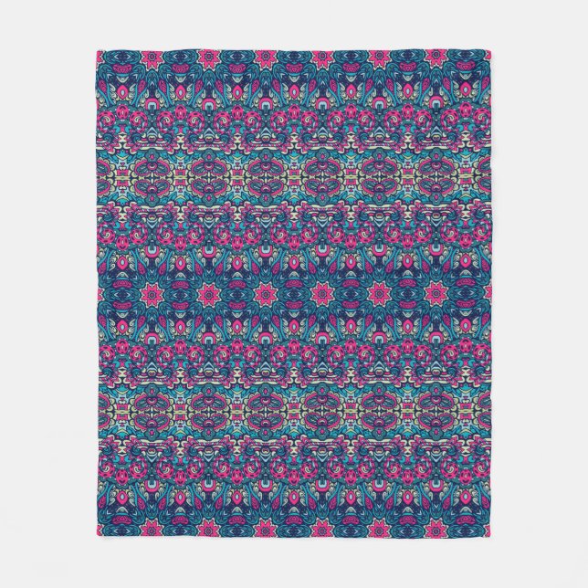 Boho Style Pink Fleece Blanket (Front)