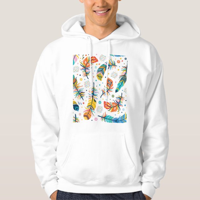 Boho style, seamless feather pattern. hoodie (Front)