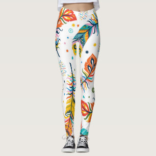Boho style, seamless feather pattern. leggings
