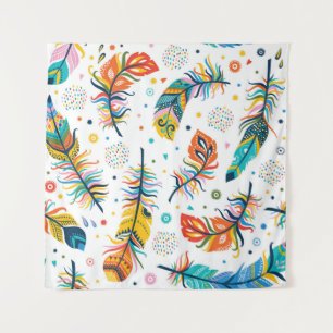 Boho style, seamless feather pattern. tapestry