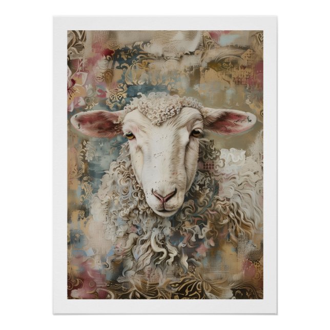 Boho Style Sheep Poster by PS Nature Designs (Front)