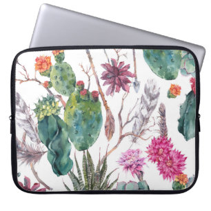 Boho Style, Vintage Cactus Watercolor. Laptop Sleeve
