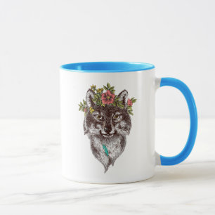 Boho Style Wolf Halo Portrait Mug