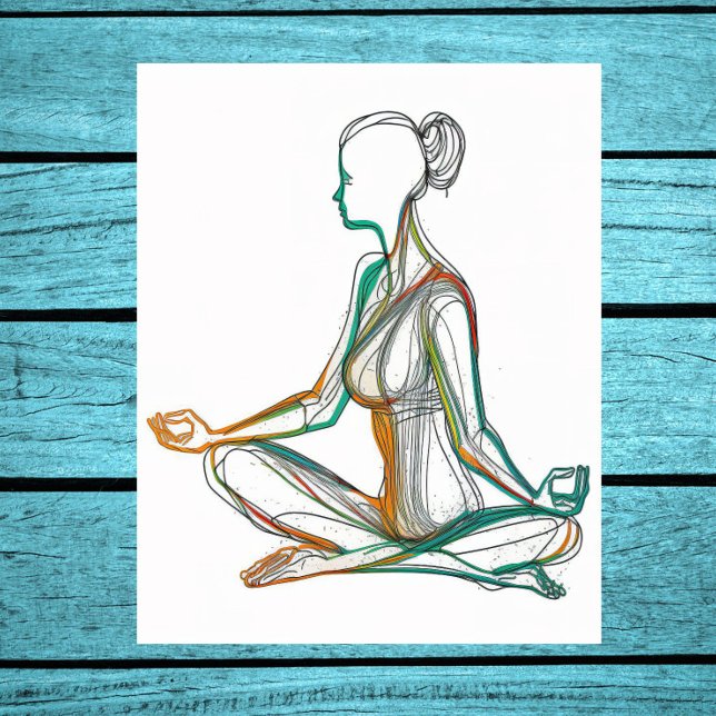 Boho Style Woman in Yoga Pose Single Line Art Post Poster (Creator Uploaded)