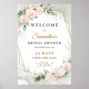 Boho succulent eucalyptus Bridal Shower count down Poster