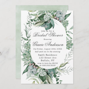 Boho Succulent Greenery Bridal Shower Invitation