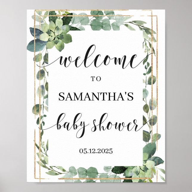 Boho succulent greenery foliage welcome sign (Front)
