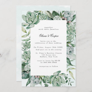 Boho Succulent Greenery Wedding Invitation