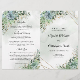Boho succulents eucalyptus gold frame wedding