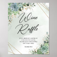 Boho succulents eucalyptus gold Wine Raffle game