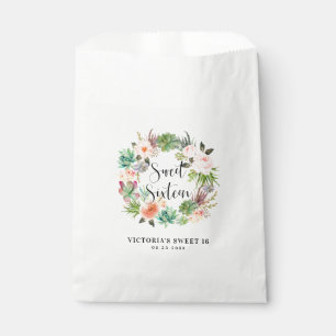 Boho Succulents Floral Wreath Sweet Sixteen Favour Bag