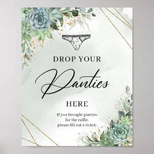 Boho succulents gold Drop your Panties here Sign