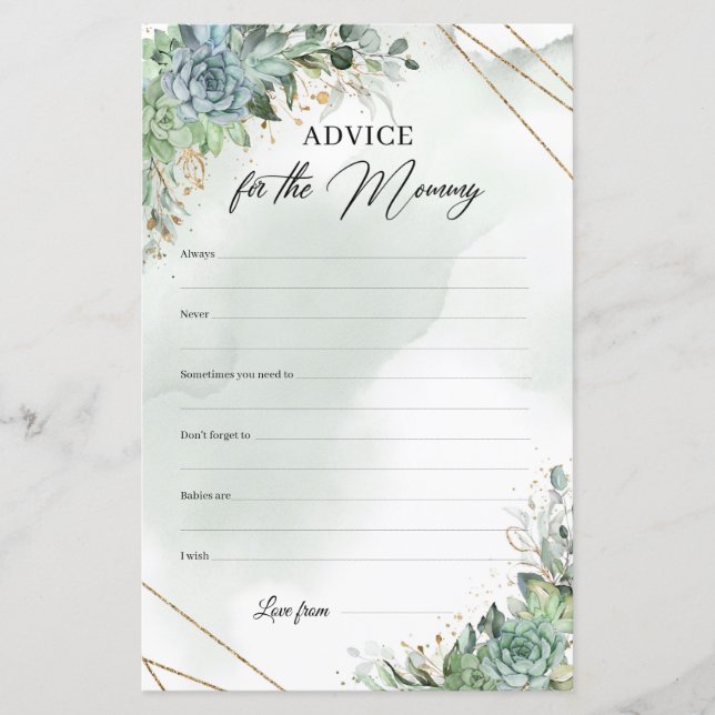 Boho succulents green foliage Advice For The Mummy (Front)