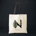 Boho Succulents Letter H Monogram Bridesmaid Tote Bag<br><div class="desc">Customisable letter N monogram tote bag featuring watercolor succulents,  faux gold foil leaf and black watercolor brush accents. Personalise this tropical monogram bridesmaid tote bag by adding your name or other details. This boho letter N monogram tote bag will be perfect as a gift. Other letters are available.</div>