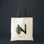 Boho Succulents Letter H Monogram Bridesmaid Tote Bag<br><div class="desc">Customisable letter N monogram tote bag featuring watercolor succulents,  faux gold foil leaf and black watercolor brush accents. Personalise this tropical monogram bridesmaid tote bag by adding your name or other details. This boho letter N monogram tote bag will be perfect as a gift. Other letters are available.</div>