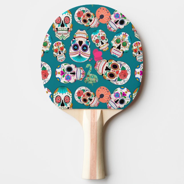 Boho Sugar Skulls Ping Pong Paddle (Front)