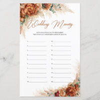 Boho summer beach terracotta pampas Wedding Memory