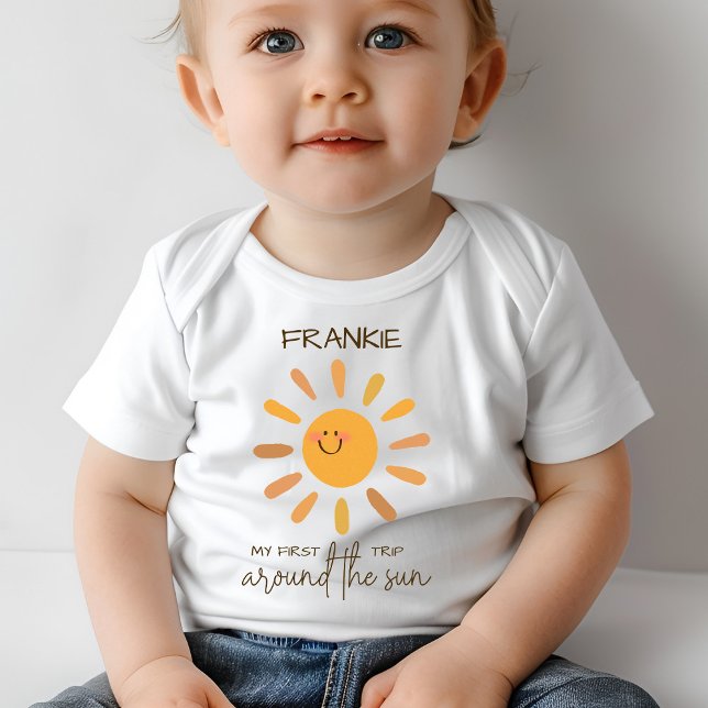 Boho Summer First Trip Around Sun Birthday Baby T-Shirt (Creator Uploaded)