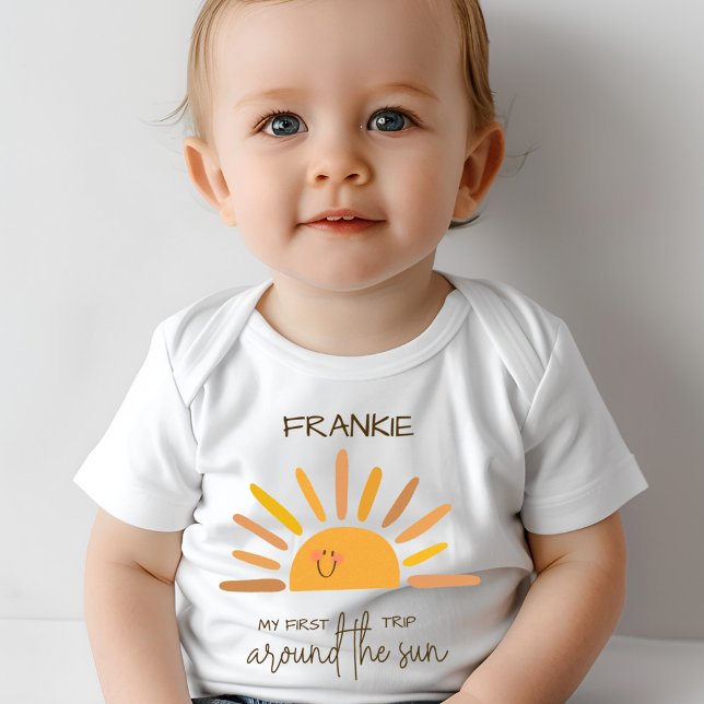Boho Summer First Trip Around Sun Birthday Baby T-Shirt (Creator Uploaded)