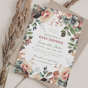 Boho Summer Garden Floral Baby Shower Save Date Invitation