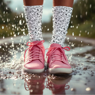    Boho Summer Honey Bee Floral Pattern White Cute Socks