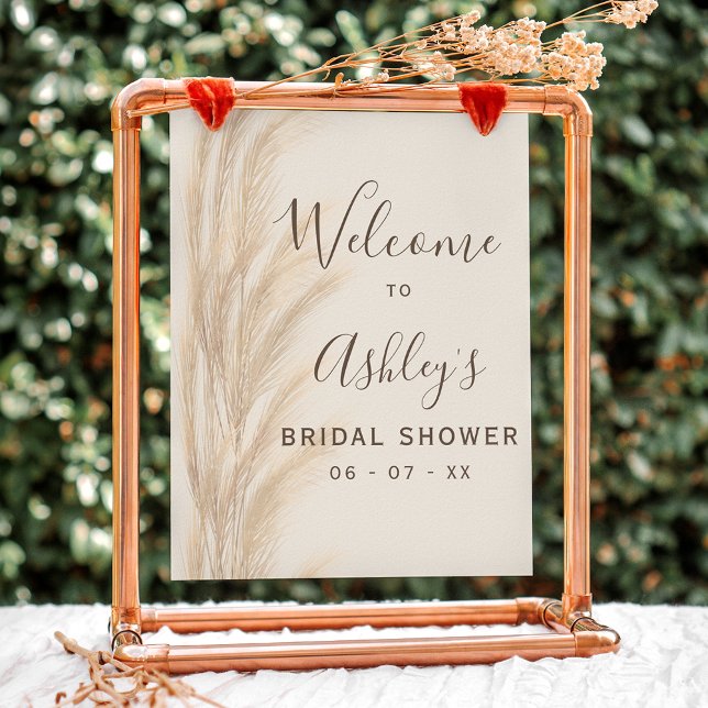 Boho summer pampas grass bridal shower welcome poster (Boho summer pampas grass bridal shower welcome poster)