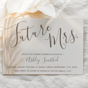 Boho summer pampas grass Mrs bridal shower Invitation