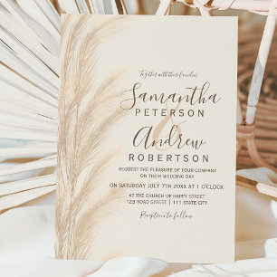 Boho summer pampas grass watercolor budget wedding