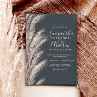 Boho summer pampas grass watercolor grey wedding