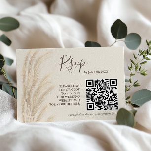 Boho summer pampas grass watercolor rsvp qr code invitation