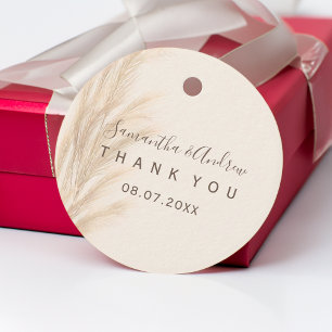 Boho summer pampas grass watercolor Thank you Favour Tags