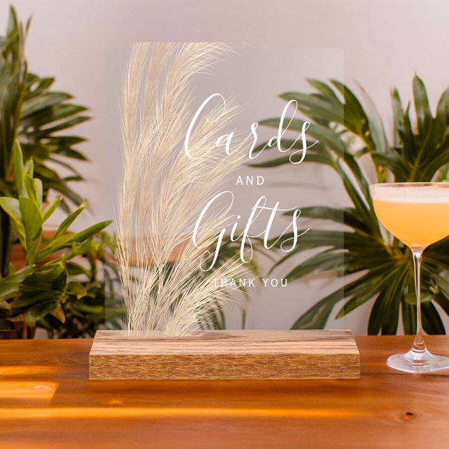 Boho summer pampas grass wedding Card gifts Acrylic Sign (Boho summer pampas grass wedding Card gifts Acrylic Sign)
