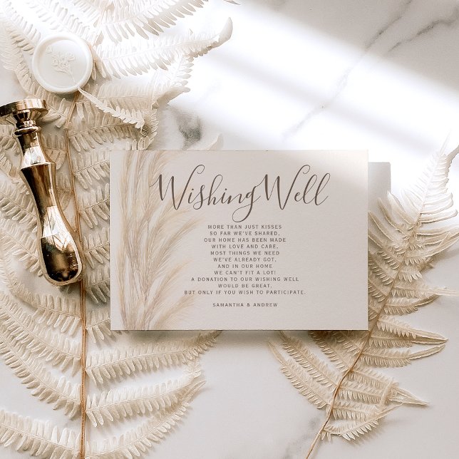 Boho summer pampas grass wishing well wedding enclosure card (Creator Uploaded)