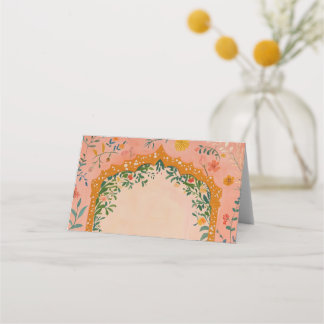 Boho Summer Pink Floral Place Card