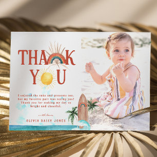 Boho Summer Surf Photo Thank You Card