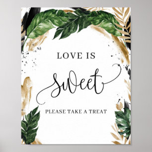 Boho summer tropical leaves love is sweet sign