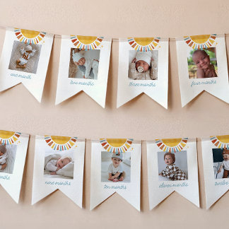 Boho Sun 1st Birthday Photo Banner