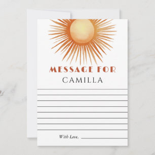 Boho Sun 1st Birthday Time Capsule Note Card