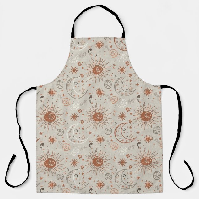 Boho Sun and Moon Pattern Apron (Front)