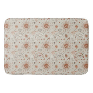 Boho Sun and Moon Pattern Bath Mat