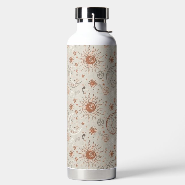 Boho Sun and Moon Pattern Water Bottle (Left)