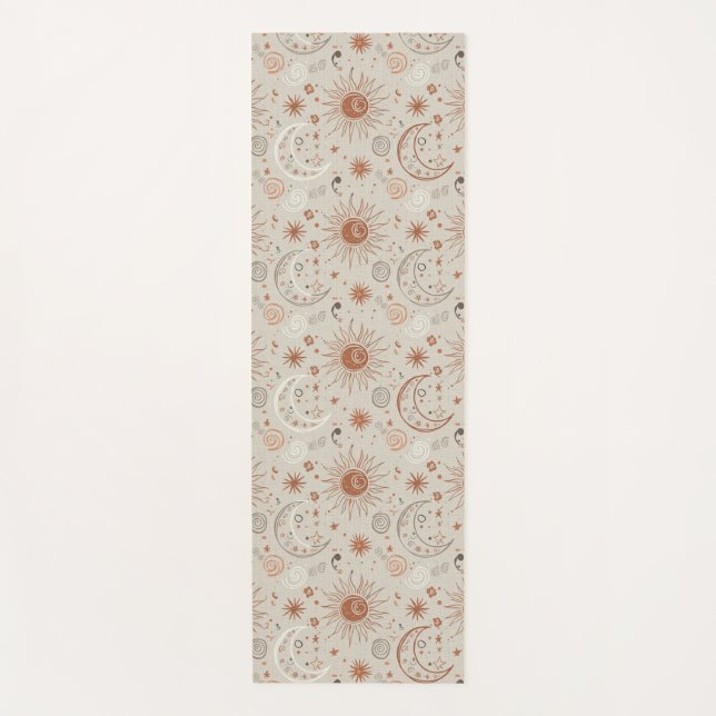 Boho Sun and Moon Pattern Yoga Mat (Front)