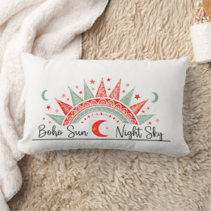 Boho Sun and Night Sky Celestial Pattern Pillow