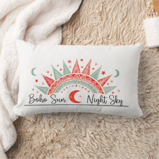 Boho Sun and Night Sky Celestial Pattern Pillow